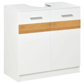 Mueble bajo lavabo de madera blanco con 2 puertas y estante interior 60x30x60,5 cm
