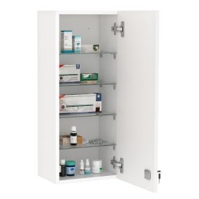 Botiquín de pared de primeros auxilios de 5 niveles con estantes ajustables, cerradura y 2 llaves, 30x20x70 cm, blanco