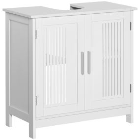 Mueble bajo lavabo de madera blanco con 2 puertas ventiladas y estante ajustable 60x30x60 cm