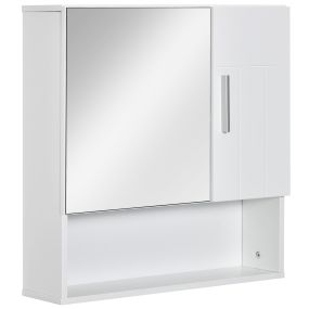 Armario de baño con espejo colgante 2 puertas 2 estantes ajustables 54x15,2x55,3 cm blanco