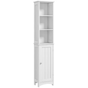 Armario alto de baño blanco 34x23x165 cm con 3 compartimientos y estantes ajustables