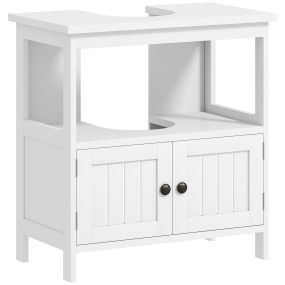 Mueble bajo lavabo con 2 puertas y estante abierto, blanco, 60x30x60 cm, carga 30 kg