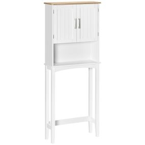 Mueble sobre inodoro alto para lavadora con 2 puertas y balda ajustable 64x22x165 cm blanco