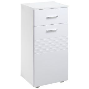 Armario auxiliar de baño de suelo con puerta, cajón y estante ajustable 35x30x77,5 cm blanco