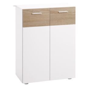 Armario de suelo para baño con 2 puertas y estantes ajustables 60x30x85 cm blanco