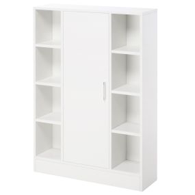Armario de suelo para baño de madera blanco con 8 compartimentos y 1 puerta 71x22x100 cm