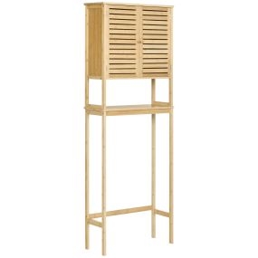 Mueble de bambú sobre inodoro para baño 60x23x173 cm natural