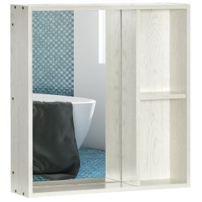 Armario de baño con espejo y estantes estilo moderno 63x15x65 cm blanco