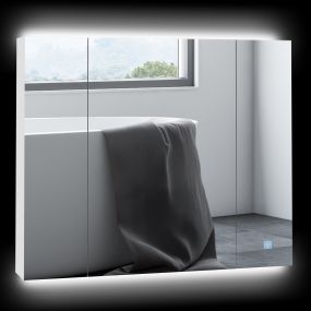Armario de baño con espejo y luces LED, estantes ajustables, USB, 90x15x75 cm, blanco