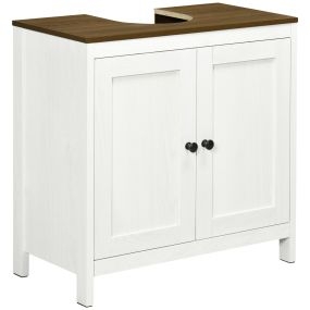 Mueble bajo lavabo de madera blanco con 2 puertas y estante ajustable 60x30x60 cm