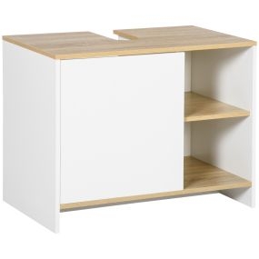 Mueble bajo lavabo moderno con compartimentos y puerta 77x45x60 cm blanco y natural
