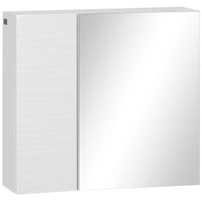 Armario de Baño con Espejo, Armario de Pared con 2 Puertas, Estantes Ajustables, Mueble de Baño Colgar, 48x15x45 cm, Blanco