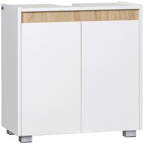 Mueble bajo lavabo para baño con 2 puertas y almacenamiento interior 57x33x60 cm blanco