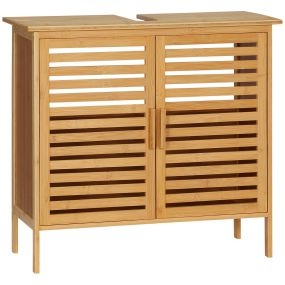 Mueble bajo lavabo de bambú con 2 puertas 66x29x61,5 cm natural