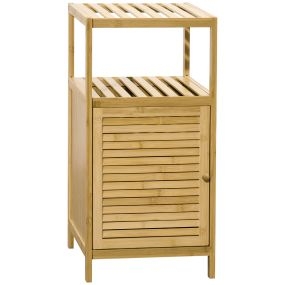Estantería de baño de bambú con 1 puerta y estante 33x36,5x67 cm natural
