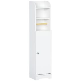 Armario auxiliar de baño con estante ajustable y portarrollos 23x18x100 cm blanco