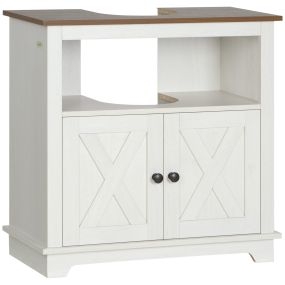 Mueble bajo lavabo de madera blanco 60x30x60 cm con 2 puertas y estante