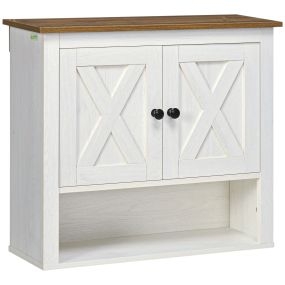 Armario de pared para baño con 2 puertas y estantes 60x19,5x52,5 cm blanco