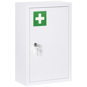 Botiquín de pared de acero de 3 niveles con cerradura y 2 llaves 30x14x46 cm blanco