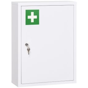 Botiquín de pared de acero de 3 niveles con cerradura y 2 llaves 40x15x53,5 cm blanco