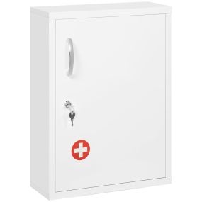 Botiquín de pared de acero de 3 niveles con cerradura y 2 llaves 40x15x53,5 cm blanco