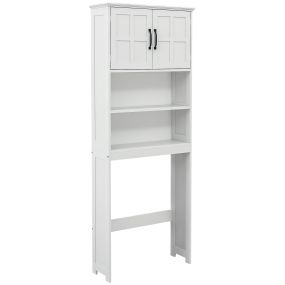 Mueble sobre inodoro y lavadora con 2 puertas, estantes abiertos y ajustable 66x23x178 cm blanco