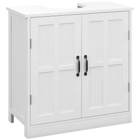 Mueble bajo lavabo con puerta doble y estante ajustable 60x30x60 cm blanco