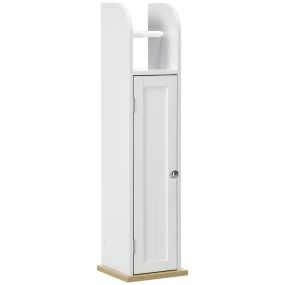 Mueble auxiliar de baño con estantes ajustables y portarrollos 20x20x80 cm blanco