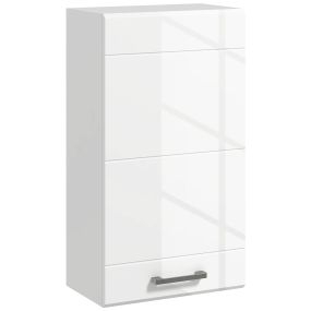 Armario de Baño de Pared, Mueble de Baño Colgar con Estante Ajustable, para Cocina, Lavadero, Dormitorio, Blanco Brillo