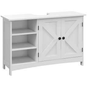 Mueble bajo lavabo de madera blanco con 2 puertas y estantes ajustables 90x30x60 cm