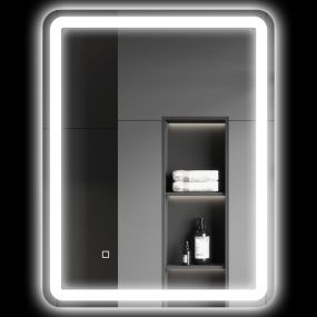 Espejo de Baño con Luces LED, 60x80 cm, Espejo de Pared, 3 Colores de Luz, Brillo Regulable, Función Antivaho, Función de Memoria, Interruptor Táctil, IP44, Horizontal/Vertical