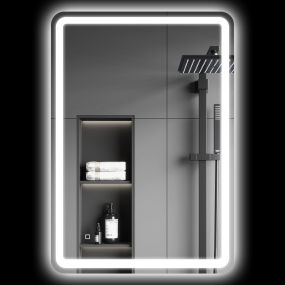 Espejo de Baño con Luces LED, 70x100 cm, Espejo de Pared, 3 Colores de Luz, Brillo Regulable, Función Antivaho, Función de Memoria, Interruptor Táctil, IP44, Horizontal/Vertical