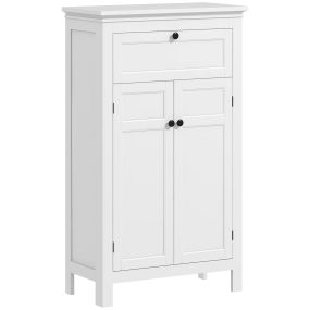 Columna de baño con cajón, 2 puertas y estantes ajustables 60x30x102,5 cm blanco