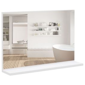 Espejo de Baño con Estante Abierto, Espejo de Pared, Estilo Moderno, para Entrada, Pasillo, 60x12x40 cm, Blanco