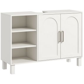 Mueble bajo lavabo moderno con 2 puertas y estantes ajustables 90x30x63 cm crema