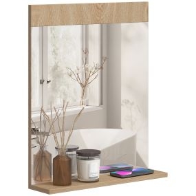 Espejo de baño de pared con estante abierto 50x12x60 cm roble