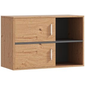 Mueble auxiliar de baño de pared con compartimentos abiertos y 2 puertas 80x35x57,5 cm natural