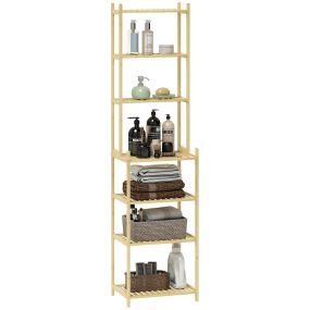 Estantería de bambú de 7 niveles 44x33x180 cm natural para baño cocina y salón