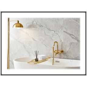 Espejo de baño LED 80x60 cm con 3 colores, antivaho, memoria, táctil, IP44, horizontal/vertical