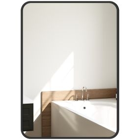 Espejo de baño 50x70 cm de pared decorativo con marco de metal y gancho negro