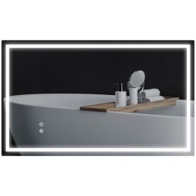 Espejo de baño LED 3 colores 100x60 cm antivaho brillo regulable IP44 montaje horizontal o vertical