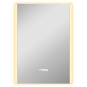Espejo de baño LED 70x50 cm con 3 colores, brillo ajustable, antivaho, memoria e IP44
