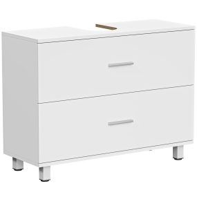 Mueble bajo lavabo de baño con 2 cajones, estilo moderno, 80x30x60 cm, blanco