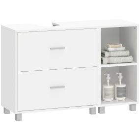 Mueble bajo lavabo blanco con 2 cajones y 2 estantes abiertos 90x30x60 cm