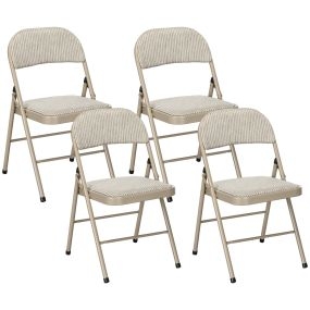 Juego de 4 sillas plegables acolchadas con respaldo de acero beige 45x46x78 cm