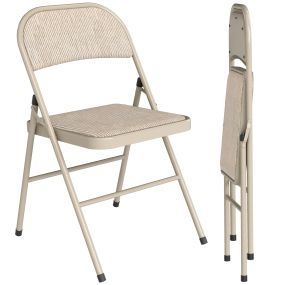 Juego de 2 sillas plegables acolchadas con respaldo de acero beige 45x46x78 cm