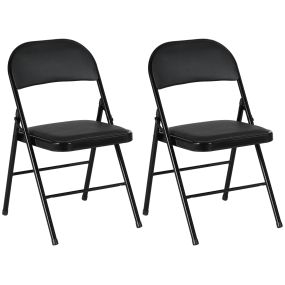 Juego de 2 sillas plegables acolchadas con respaldo de acero negro 45x46x78 cm para salón comedor cocina