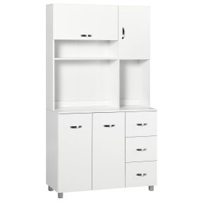 Alacena de cocina moderna con 3 cajones, 4 puertas y estantes ajustables 100x39,5x183,5 cm blanco