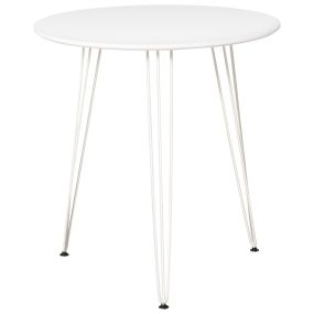Mesa de comedor redonda con patas de horquilla metálicas estilo nórdico blanco Ø70x75 cm