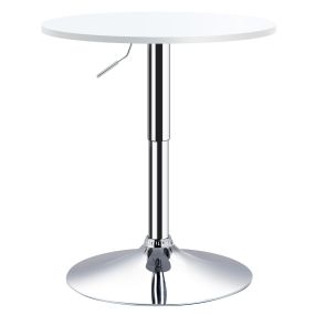 Mesa de bar regulable en altura con base redonda antideslizante Ø60x69-93 cm blanco
